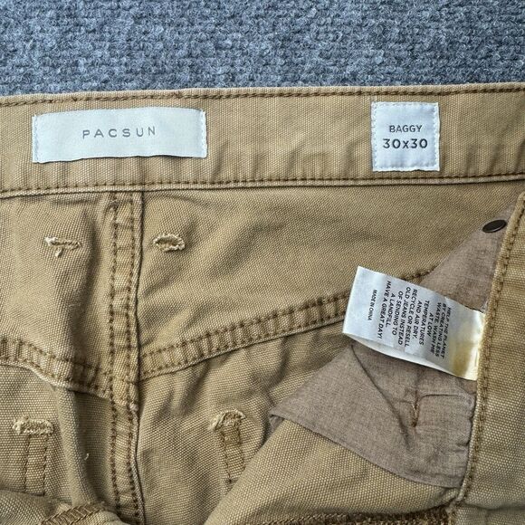 PacSun Baggy Khaki Carpenter Brown Pants 30x30 1980 - Picture 5 of 9